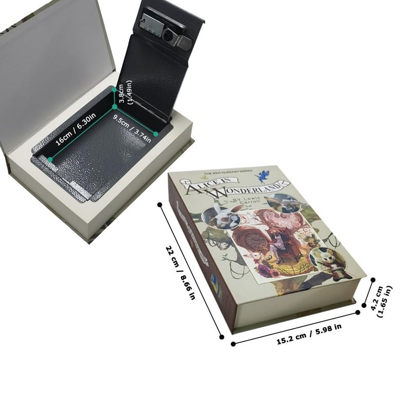 E-ONSALE Real Paper Book Locking Booksafe with Combination Combo Dictionary Secret Hidden Safe (Combo/Alice in Wonderland) - Image 3